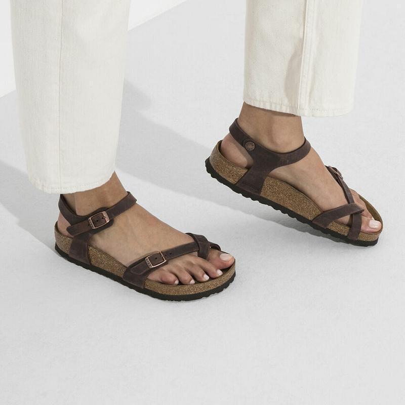 Birkenstock Taormina Oiled Læder Sandaler Dame Kaffe | DK 364DFM